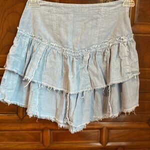 Free People Light Blue Layered Denim Skirt
